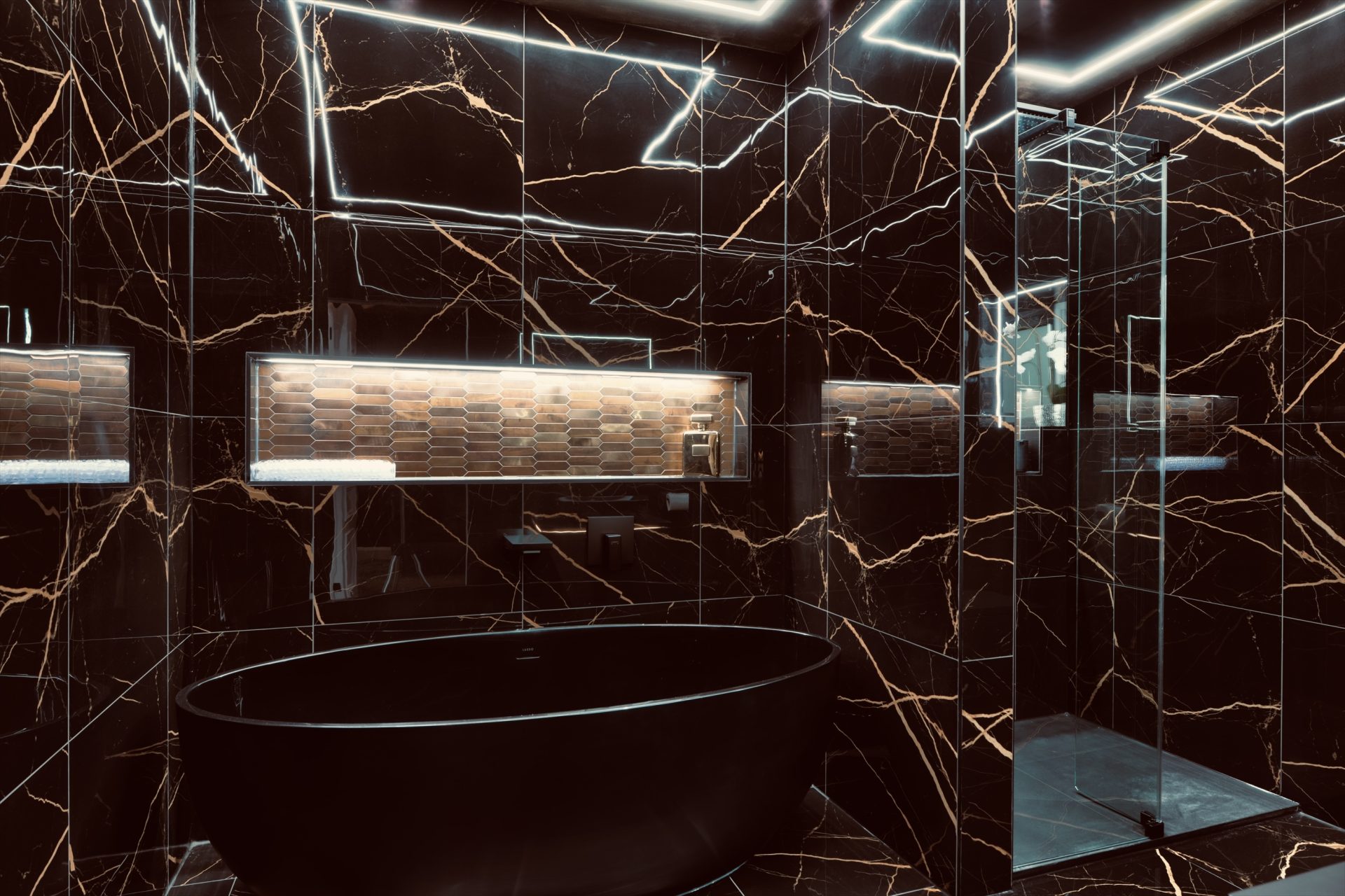 Modern Bathroom Design With Marble Effect